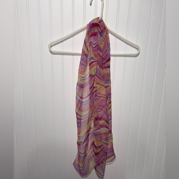 Vibrant Y2K Multicolor Patterned Sheer Scarf - Picture 2 of 4